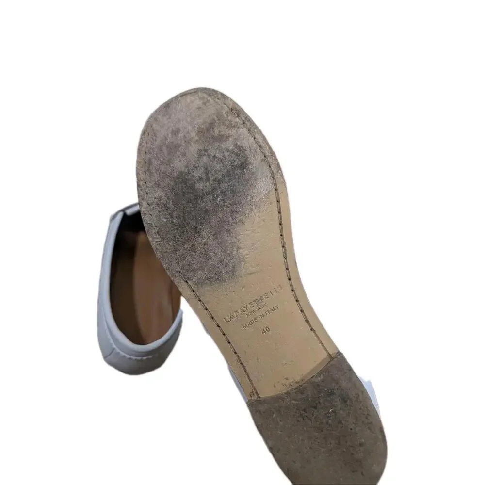 LAFAYETTE 148 NEW YORK Womens White Frieda Slip On Leather‎ Loafers Shoes 40(9)